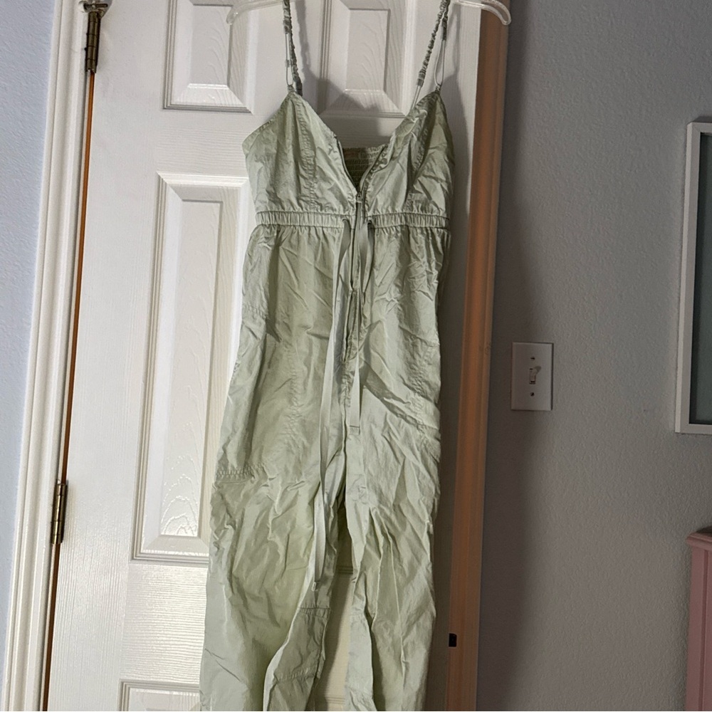 Free People Movement Down to Earth Light Green Jumpsuit